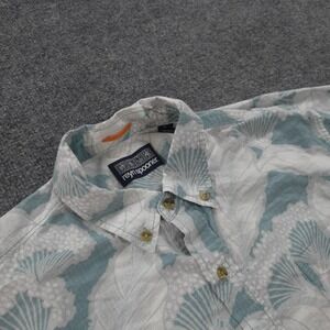 Reyn Spooner Shirt Mens Extra Large White Green Floral Hawaiian Beach Vacation